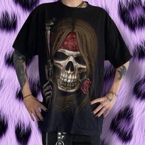 2 FOR $28 | Vintage 90s Black Skull Graphic Grunge Men's T-Shirt